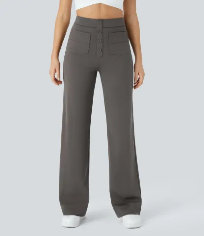 DayStretch High Waisted Pockets Straight Leg Casual Pants