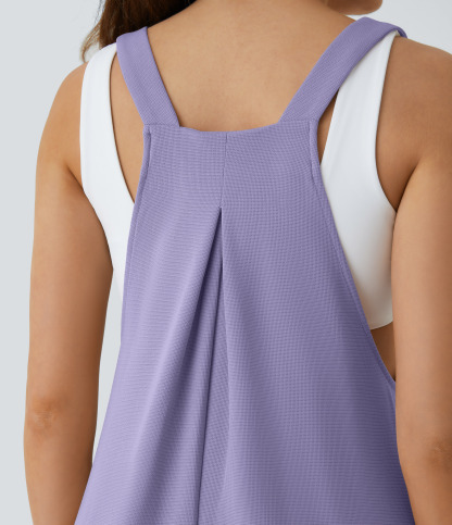 Pockets Waffle Casual Jogger Overalls