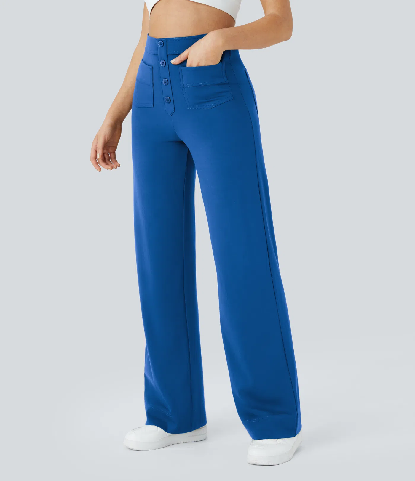 DayStretch High Waisted Pockets Straight Leg Casual Pants