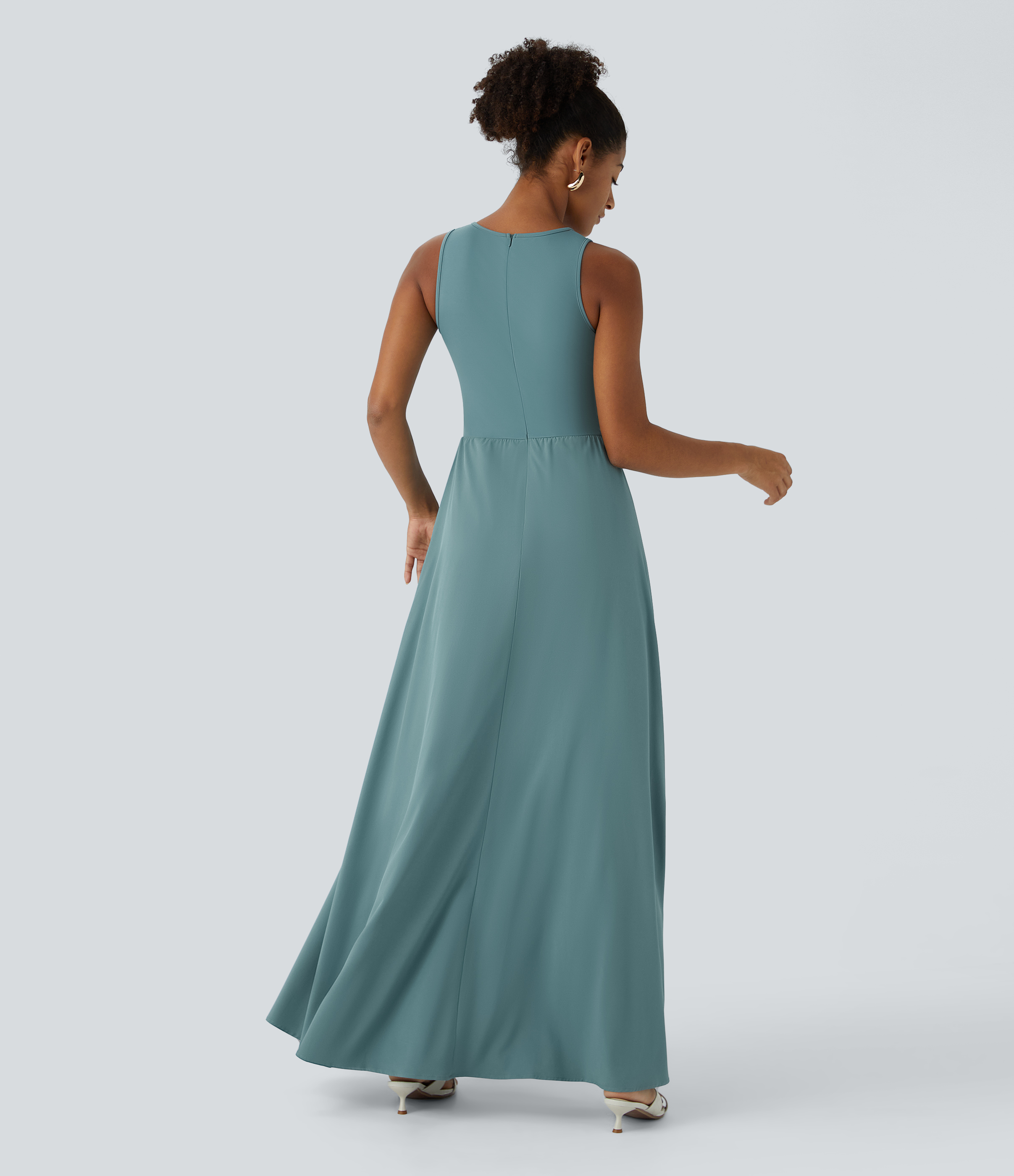 Zipper Sleeveless Pocket Contrast Quick Dry Jumpsuit