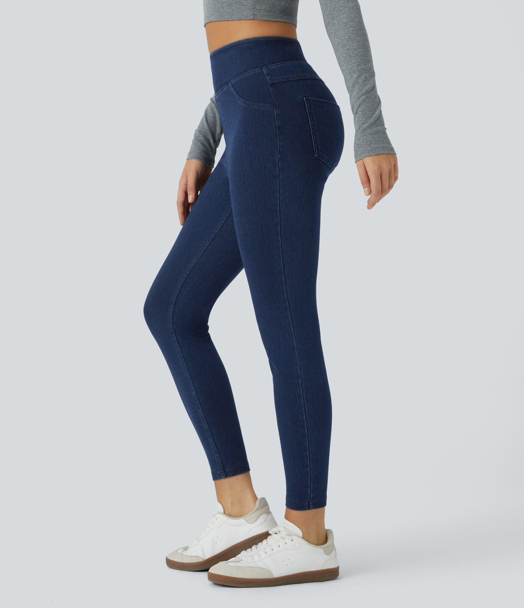 High Waisted Pocket Denim Casual Leggings