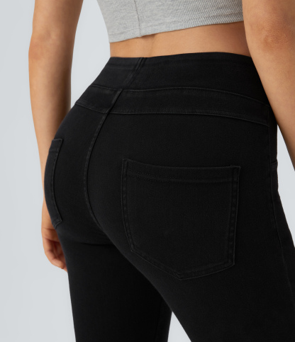 High Waisted Pocket Denim Casual Leggings