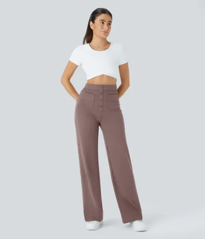 DayStretch High Waisted Pockets Straight Leg Casual Pants