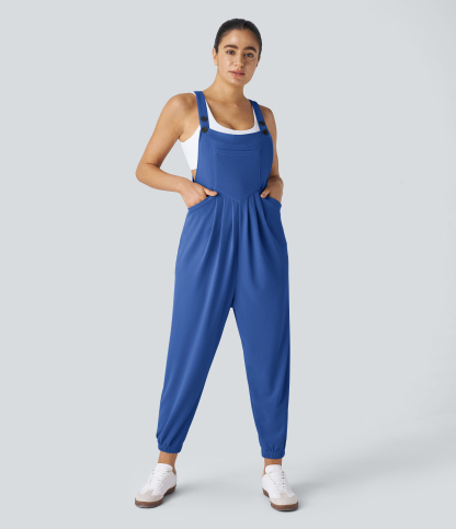 Pockets Waffle Casual Jogger Overalls