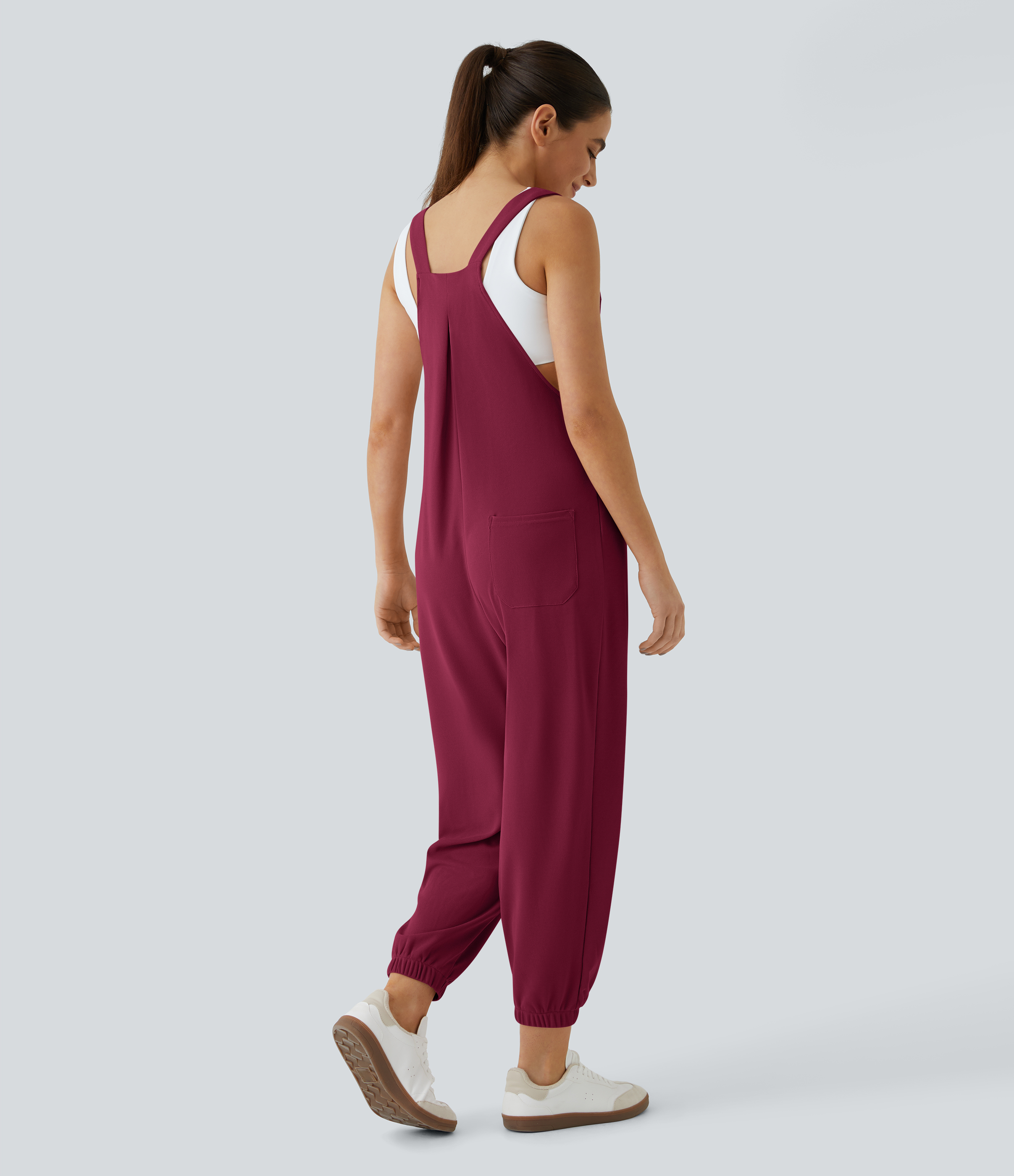 Pockets Waffle Casual Jogger Overalls