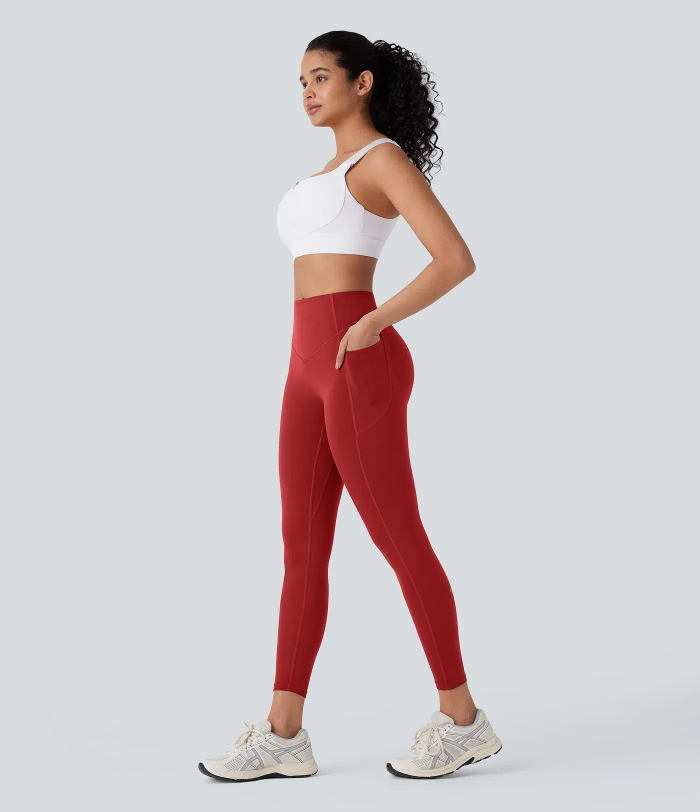 High Waisted Tummy Control Butt Lifting Ruched Pocket Shaping Yoga Leggings