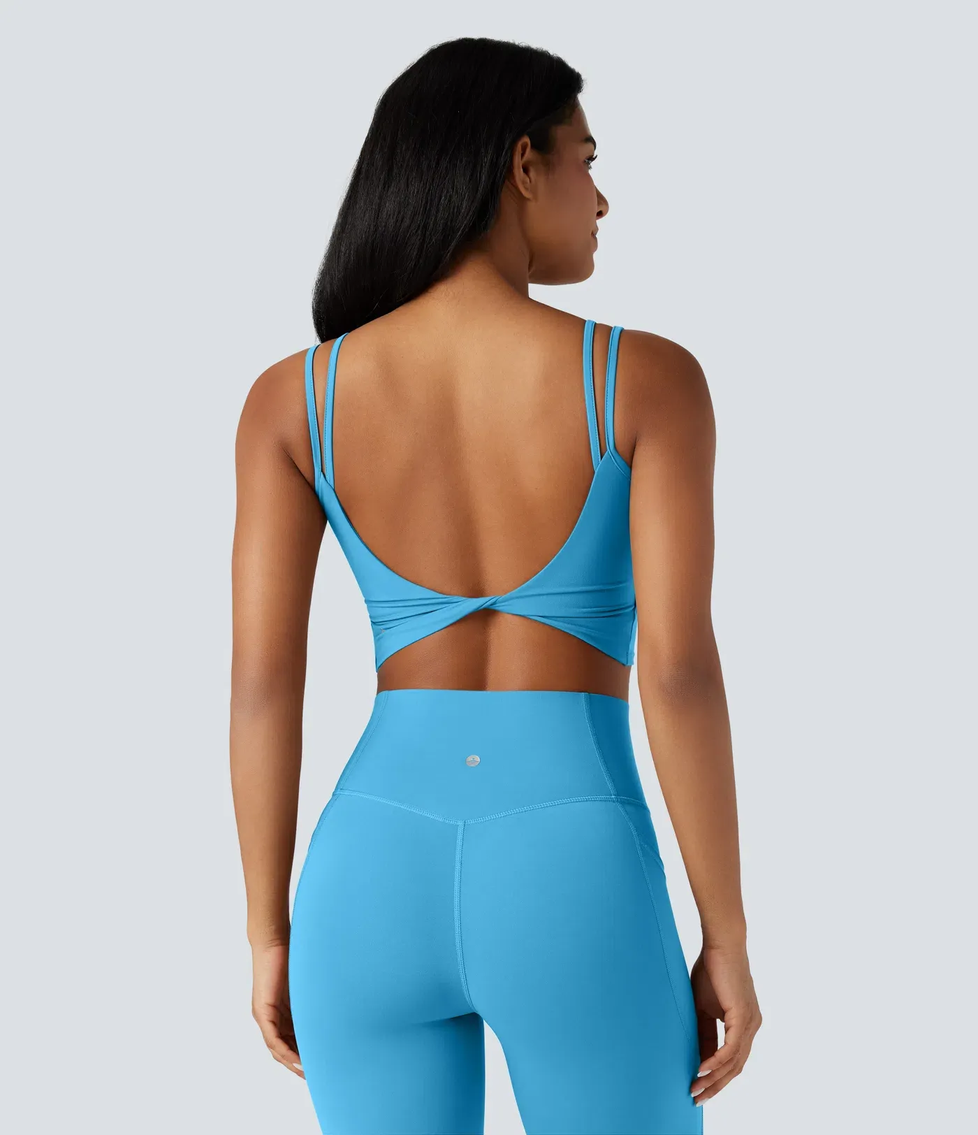 UltraSculpt™ Double Straps Twisted Backless Cropped Yoga Tank Top