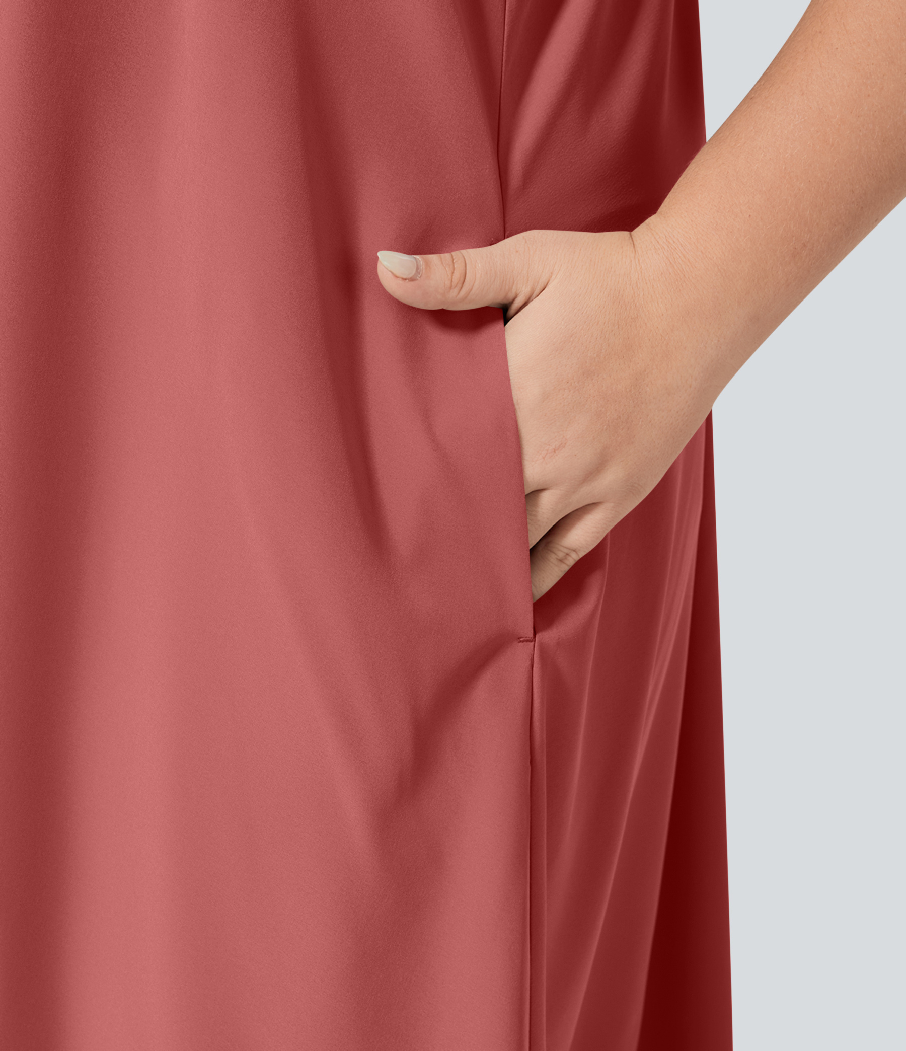 RacerPocket High Low Flowy Midi Quick Dry Casual Plus Size Dress