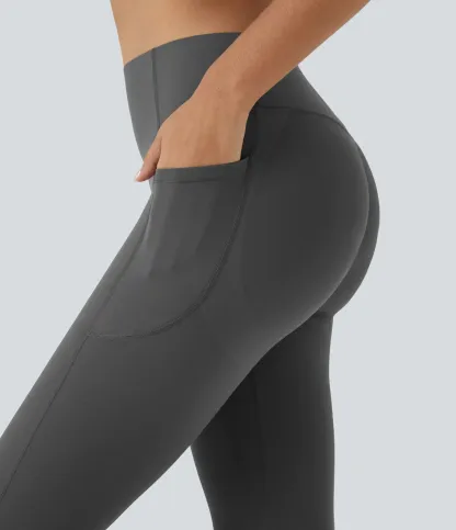 High Waisted Scrunch Butt Lifting Tummy Control Pocket Shaping Capri Training Leggings