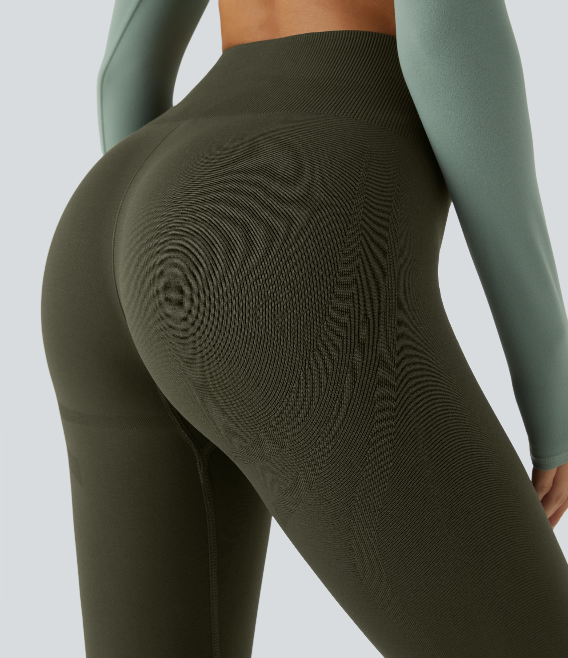 Seamless Flow Mid Rise Tummy Control Butt Lifting Yoga Leggings