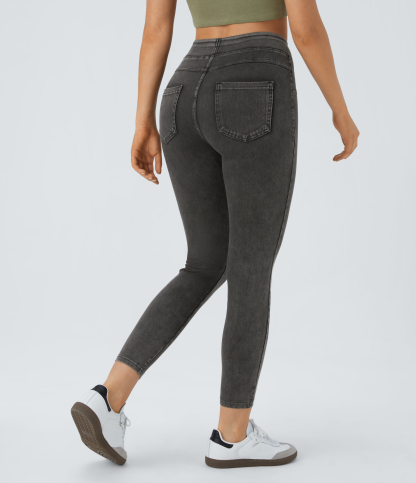High Waisted Pocket Denim Casual Leggings