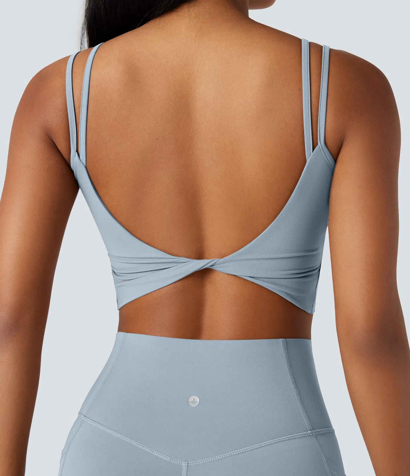UltraSculpt™ Double Straps Twisted Backless Cropped Yoga Tank Top