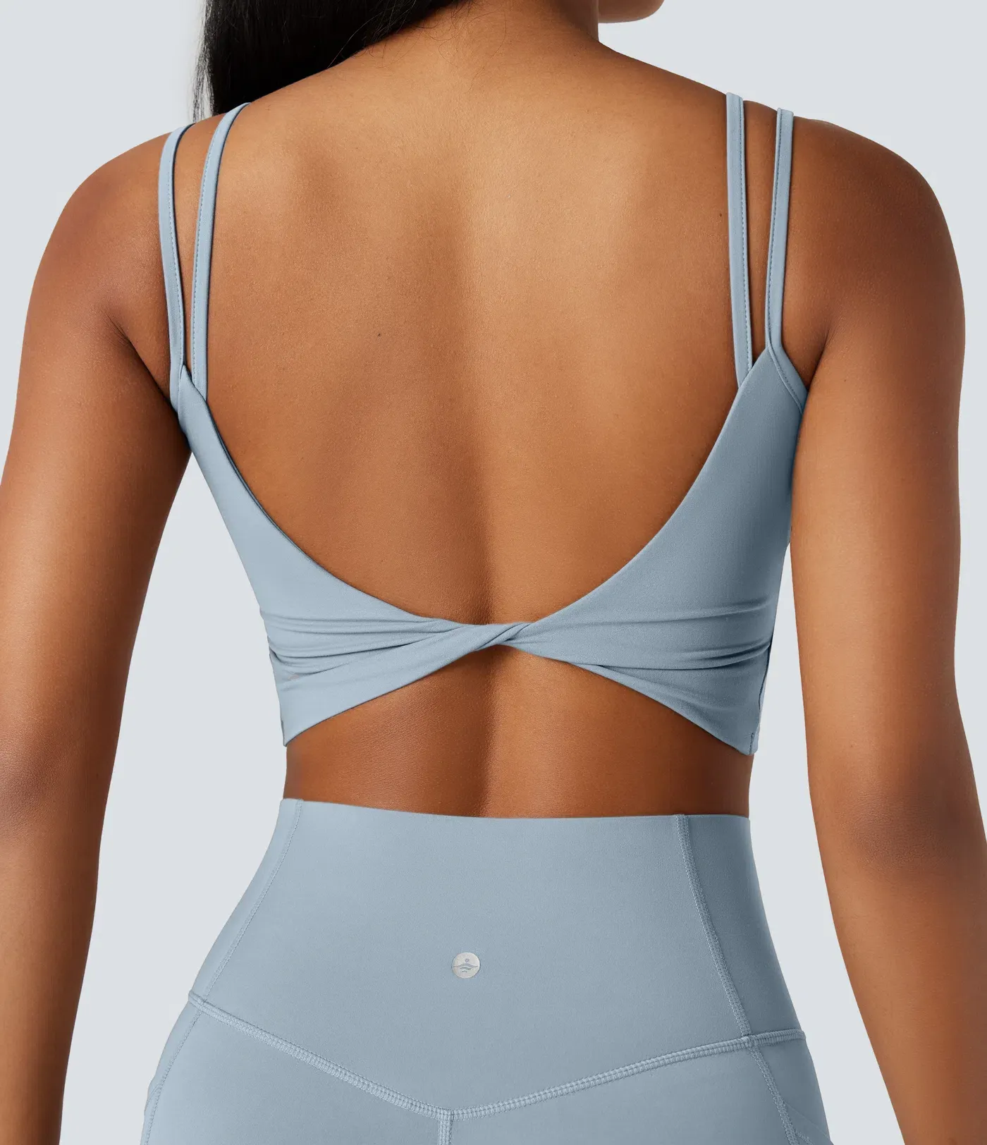UltraSculpt™ Double Straps Twisted Backless Cropped Yoga Tank Top