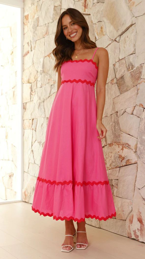 Sling Solid Color Wave Midi Dress