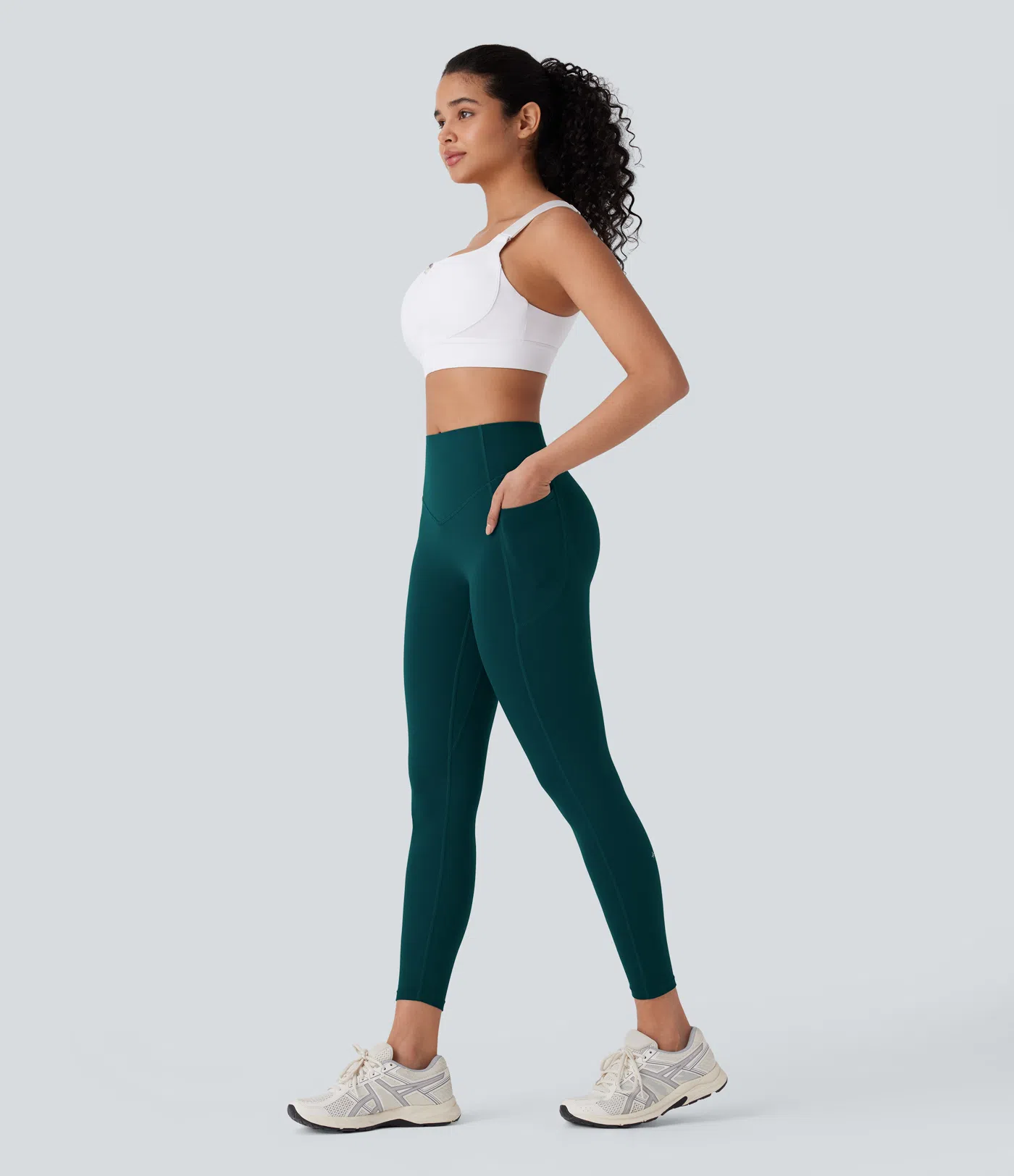 High Waisted Tummy Control Butt Lifting Ruched Pocket Shaping Yoga Leggings