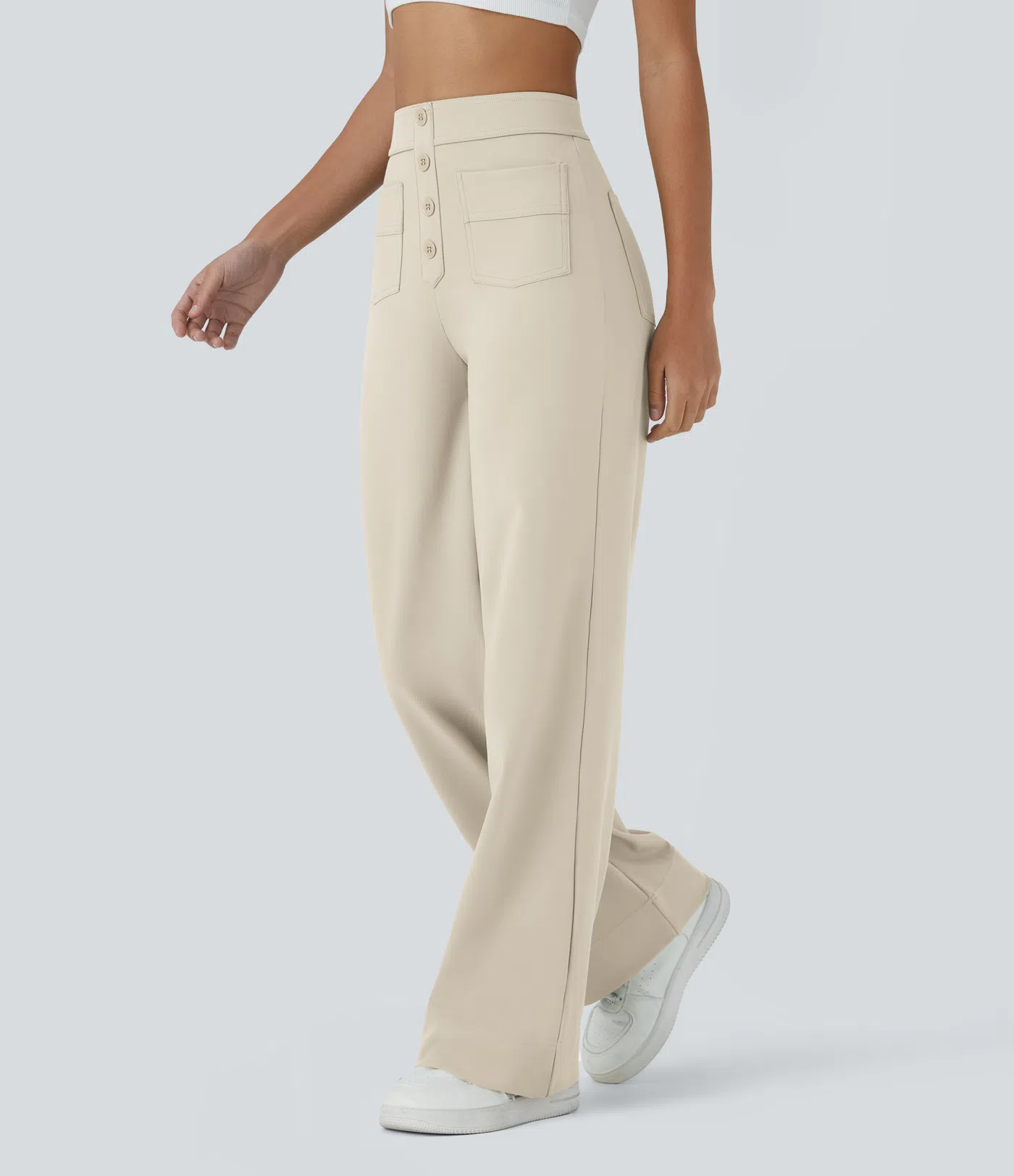 DayStretch High Waisted Pockets Straight Leg Casual Pants