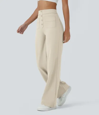 DayStretch High Waisted Pockets Straight Leg Casual Pants