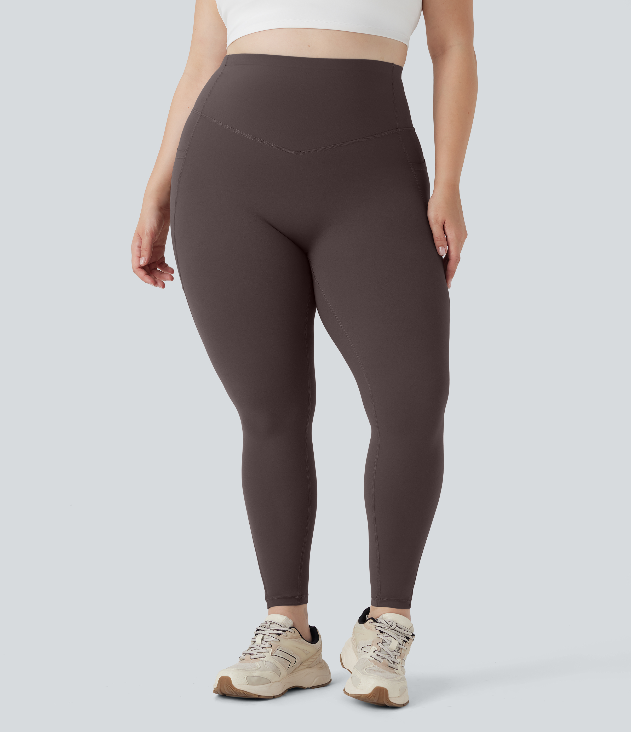 Plus Size High Waisted Butt Lifting Tummy Control Shaping Training Leggings with Pockets