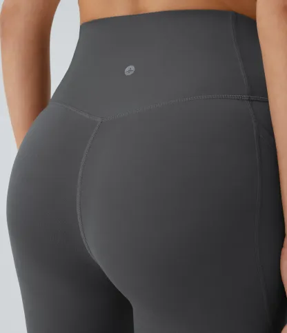 High Waisted Tummy Control Pocket Shaping Training Capri Leggings