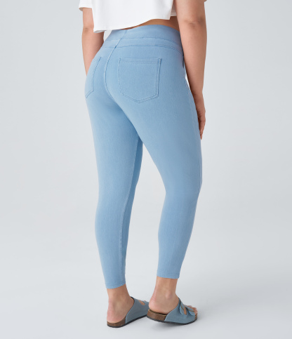 High Waisted Pocket Denim Plus Size Casual Leggings
