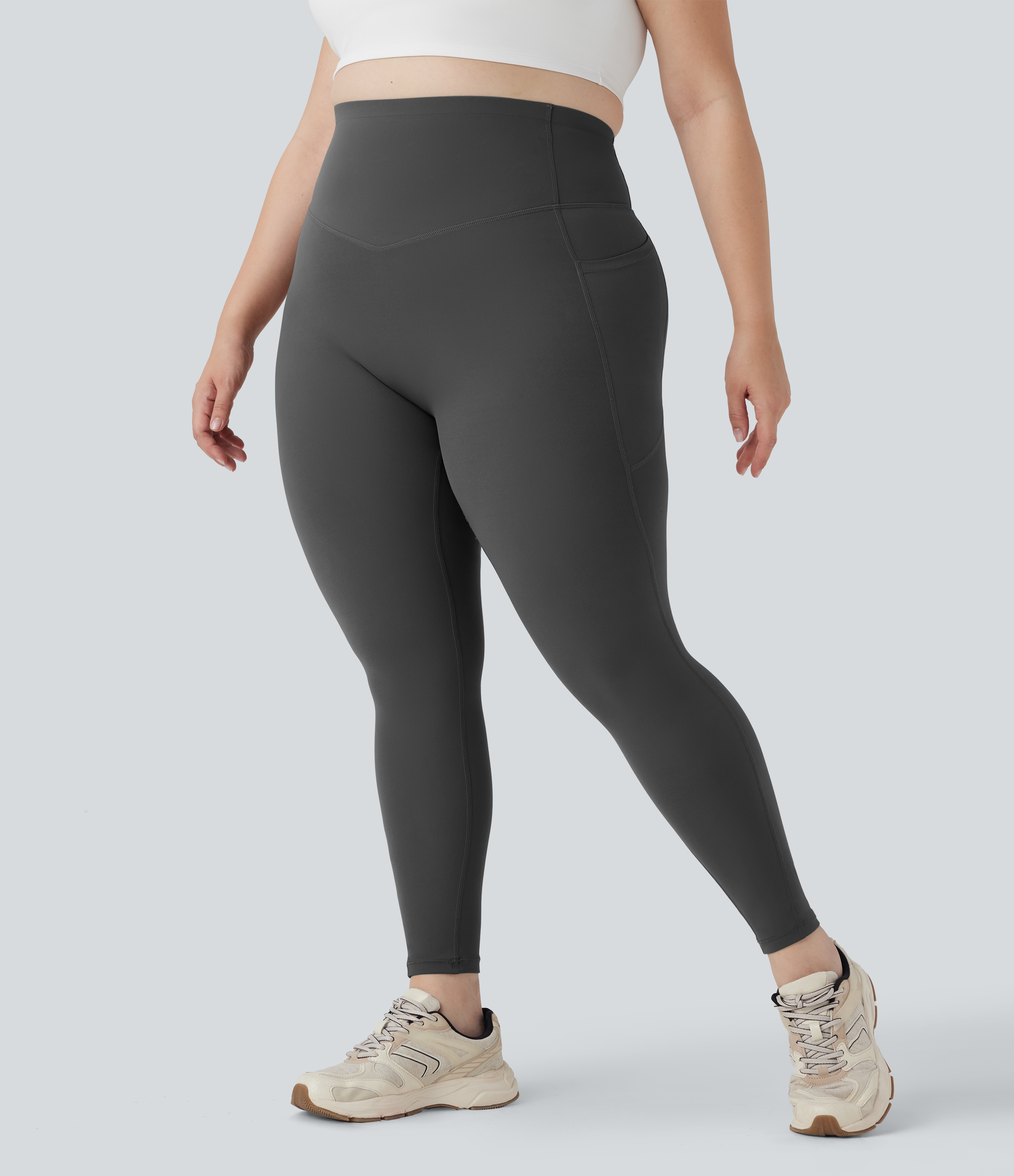 Plus Size High Waisted Butt Lifting Tummy Control Shaping Training Leggings with Pockets