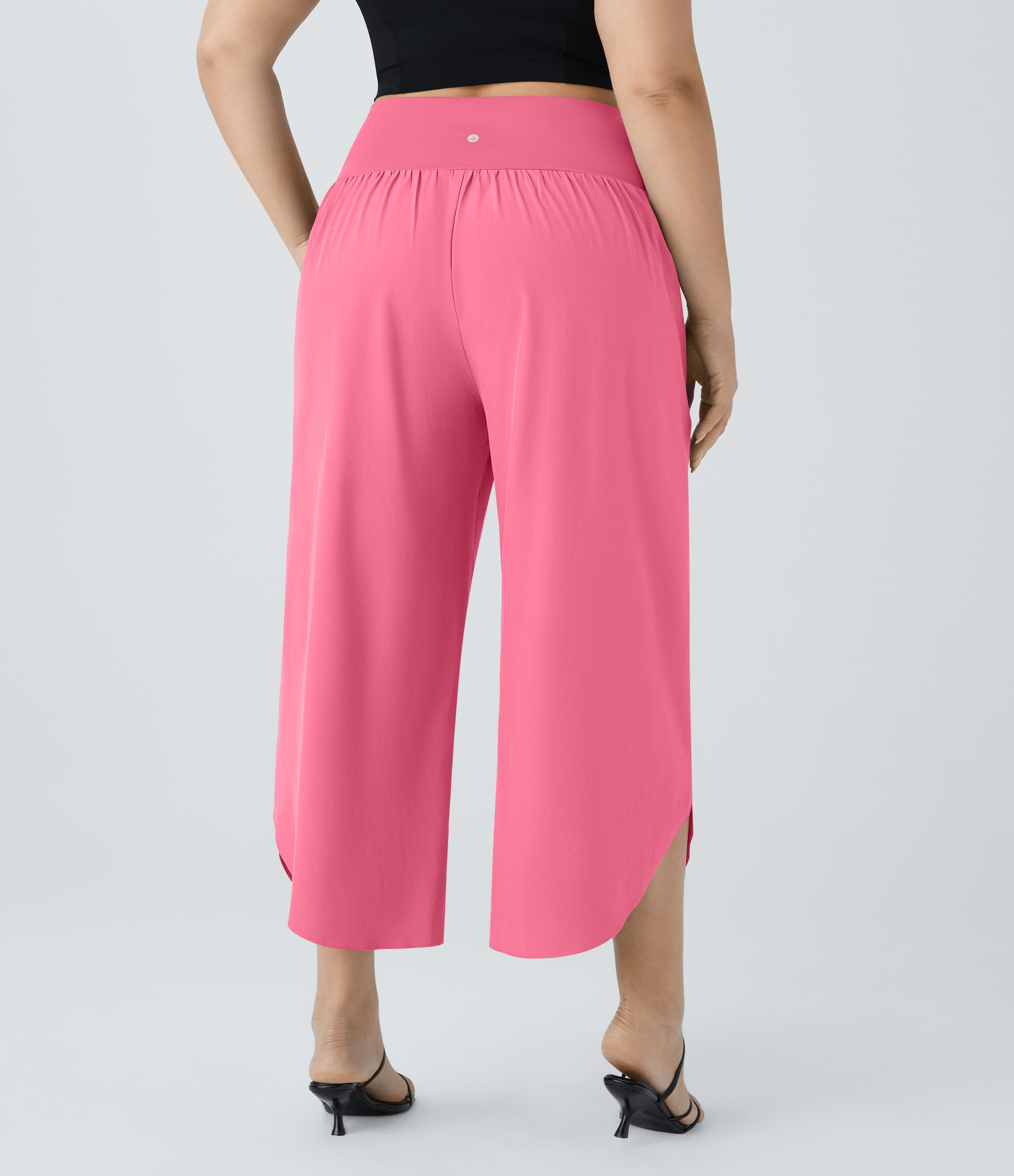 High Waisted Crossover Pocket Quick Dry Plus Size Pants