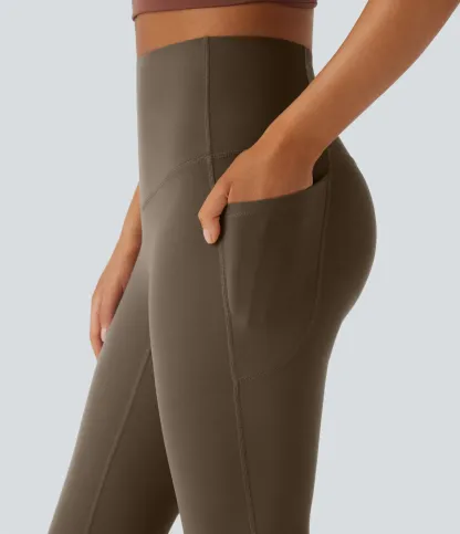 High Waisted Tummy Control Pocket Shaping Yoga Bootcut Leggings