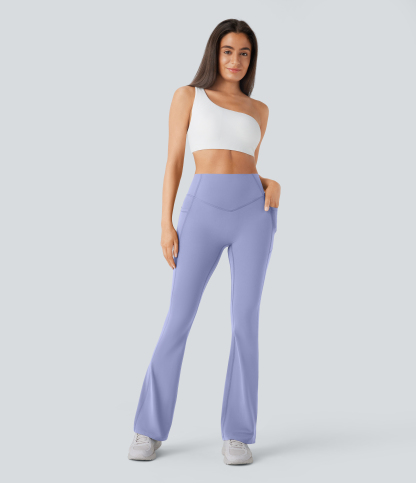 High Waisted Scrunch Butt Lifting Tummy Control Pocket Shaping Yoga Bootcut Leggings