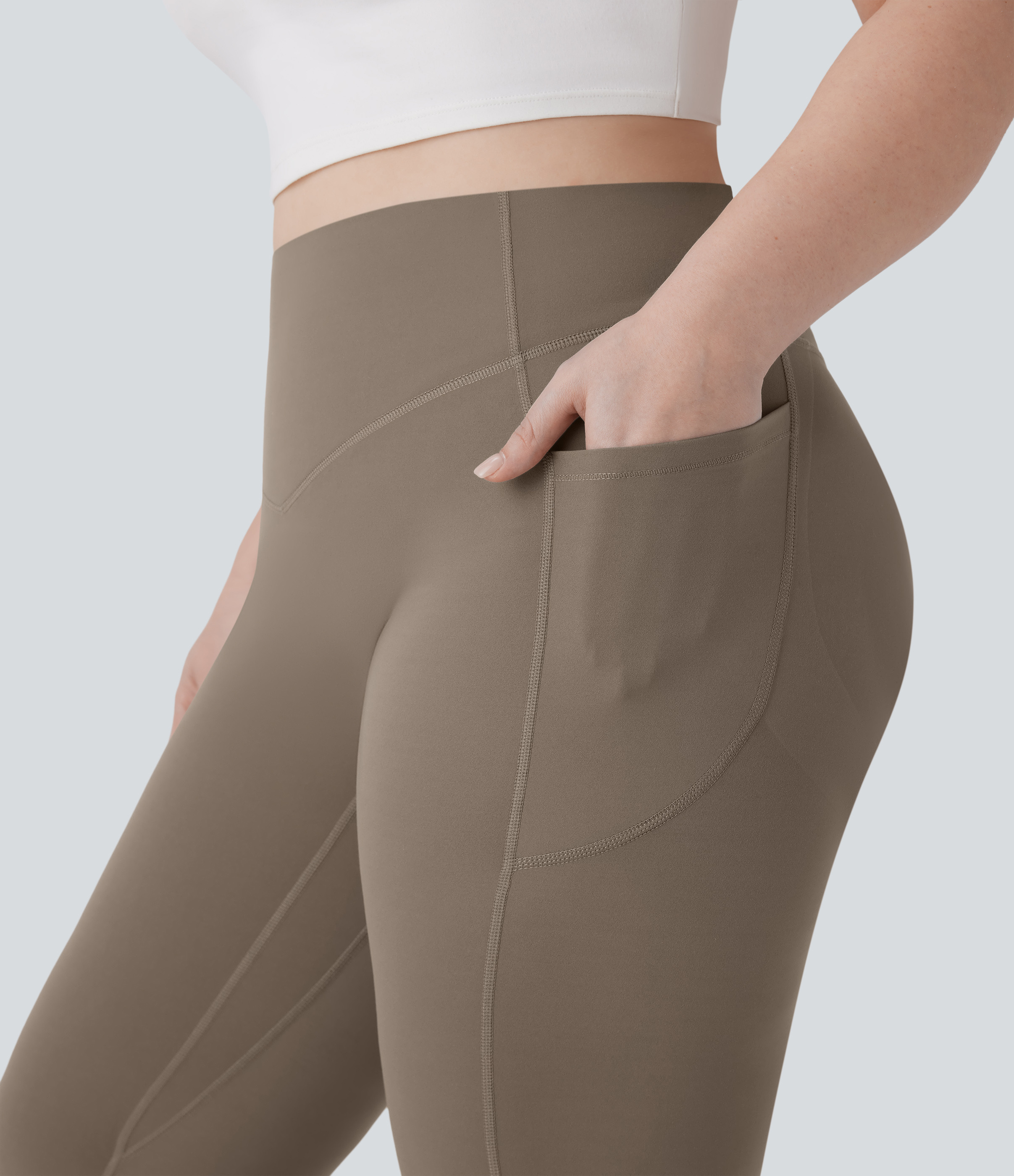 High Waisted Scrunch Butt Lifting Tummy Control Pocket Shaping Yoga Bootcut Plus Size Leggings