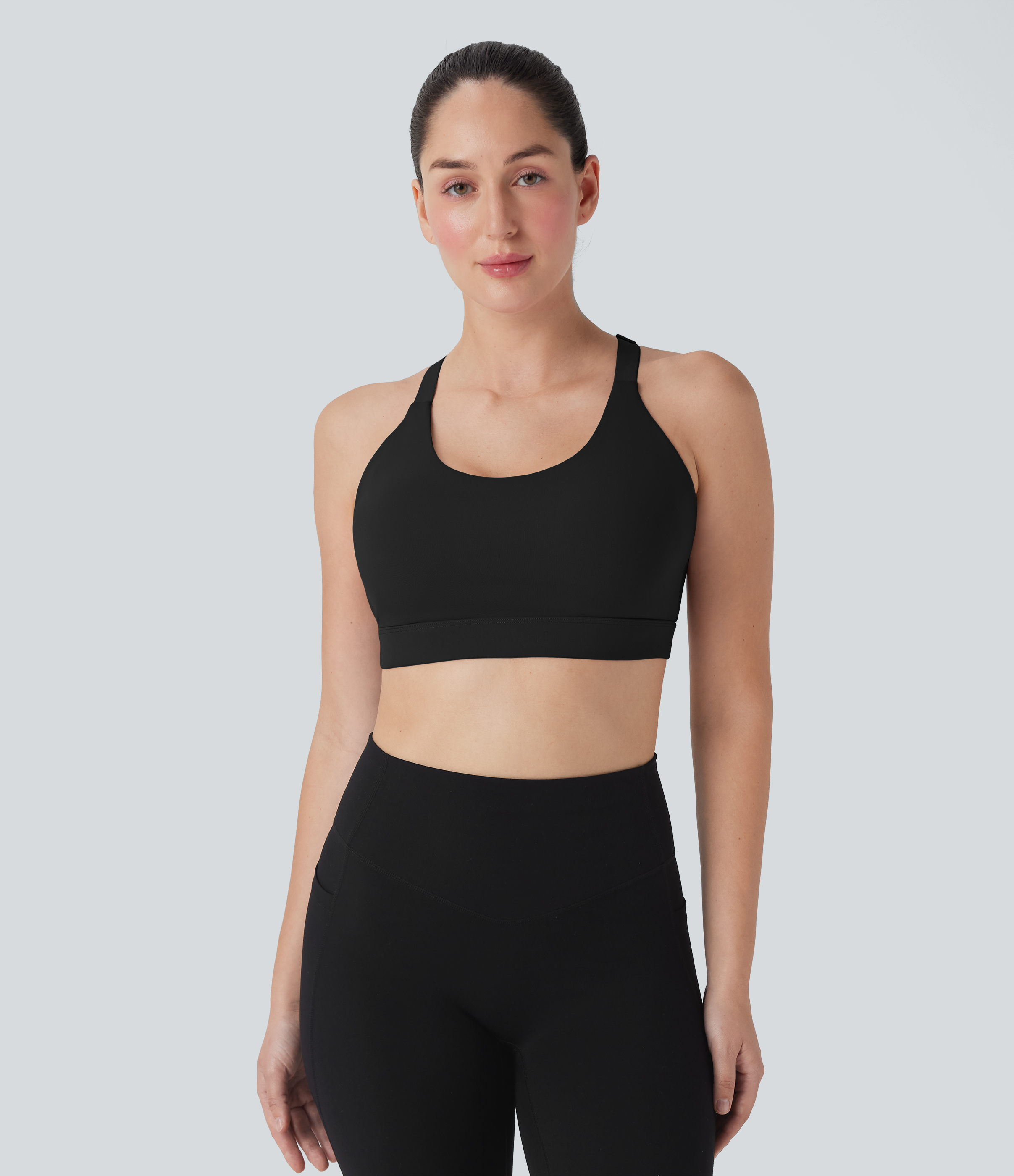 Medium Support Molded Cups Perforated Adjustable Hook Quick Dry Training Sports Bra  D-F Cups