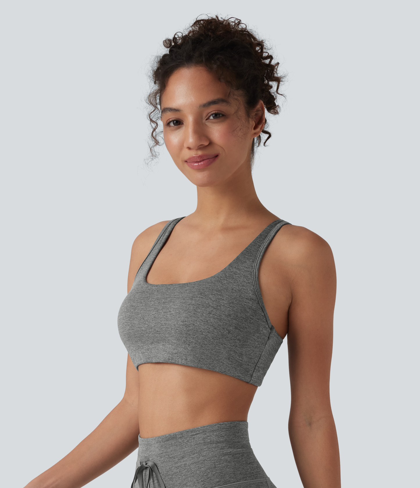 Heathered Low Support U Neck Cut Out Quick Dry  Yoga Sports Bra