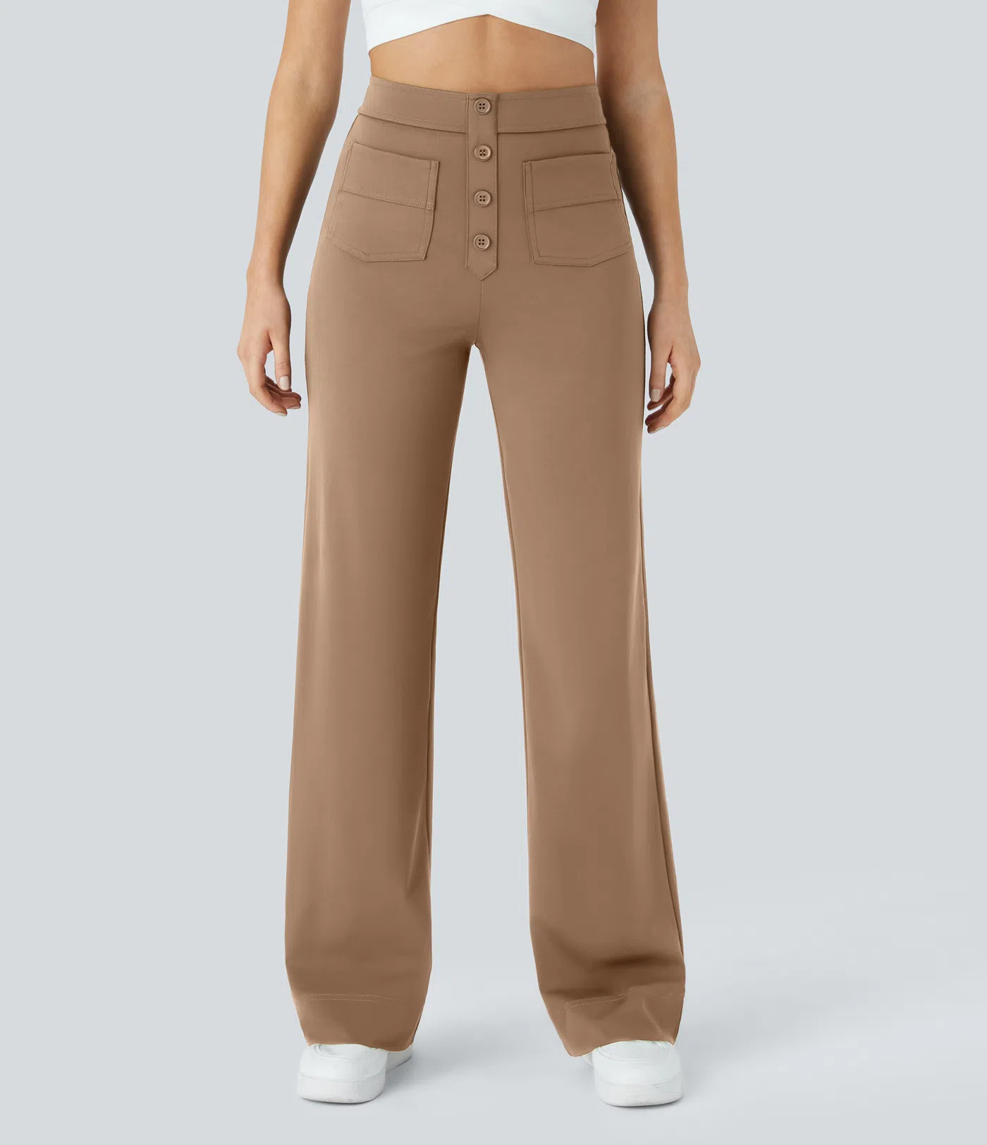 DayStretch High Waisted Pockets Straight Leg Casual Pants