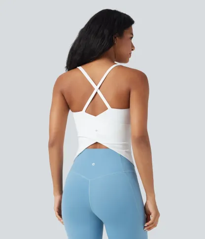 Round Neck Cross Backless Cross Hem Yoga Camisole