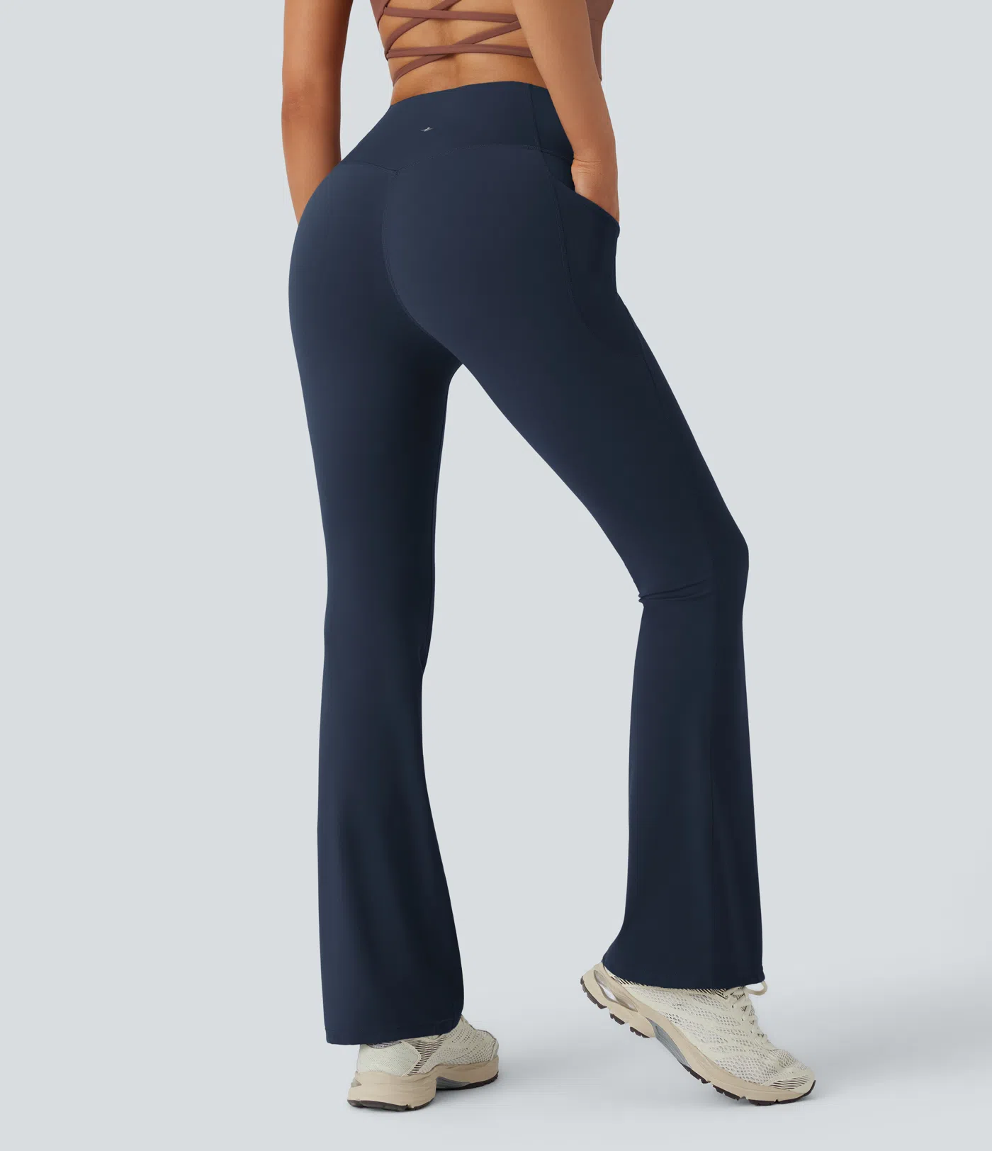 High Waisted Tummy Control Pocket Shaping Yoga Bootcut Leggings