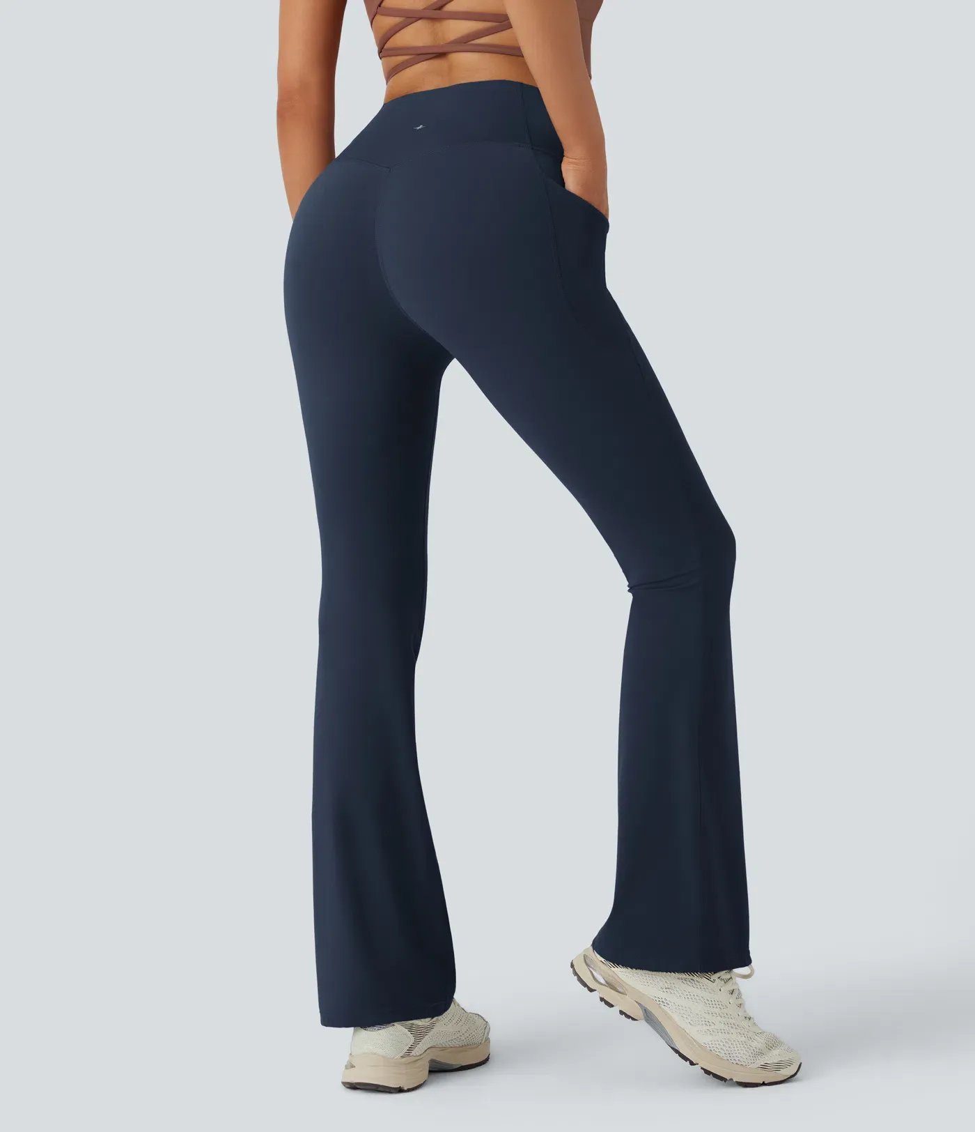 High Waisted Tummy Control Pocket Shaping Yoga Bootcut Leggings