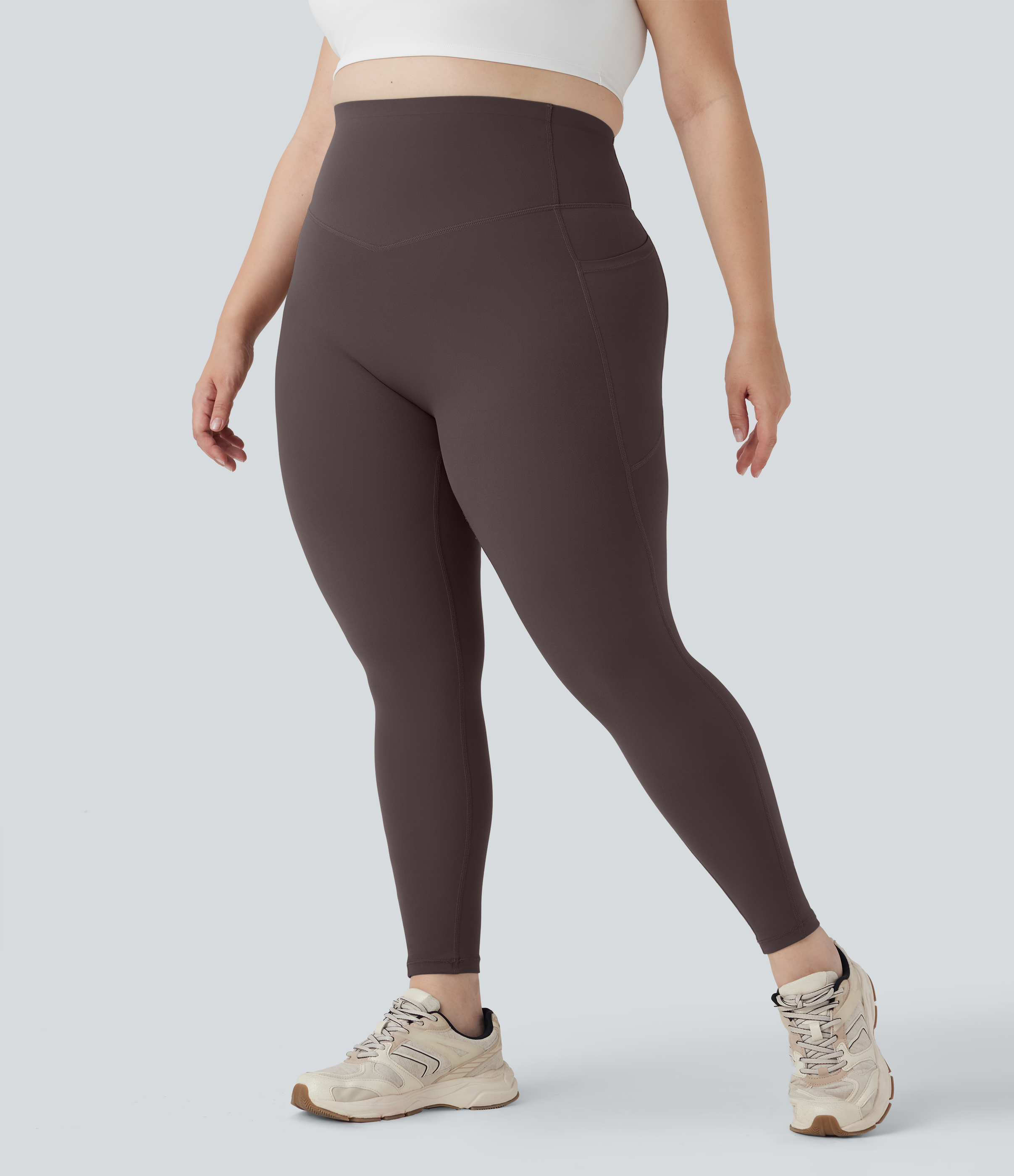 Plus Size High Waisted Butt Lifting Tummy Control Shaping Training Leggings with Pockets