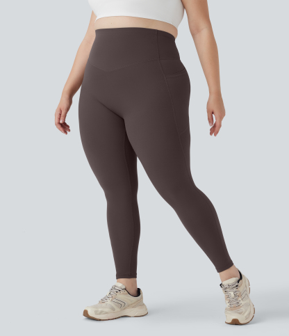 Plus Size High Waisted Butt Lifting Tummy Control Shaping Training Leggings with Pockets
