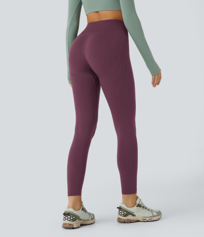 Seamless Flow Mid Rise Tummy Control Butt Lifting Yoga Leggings