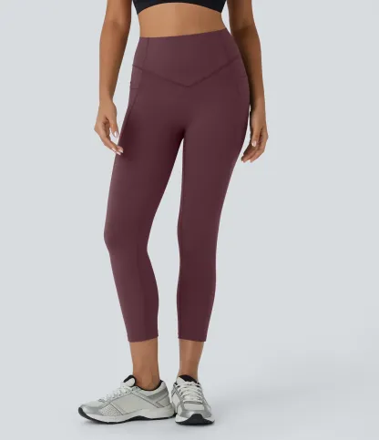 High Waisted Scrunch Butt Lifting Tummy Control Pocket Shaping Capri Training Leggings