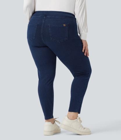 High Waisted Pocket Denim Plus Size Casual Leggings