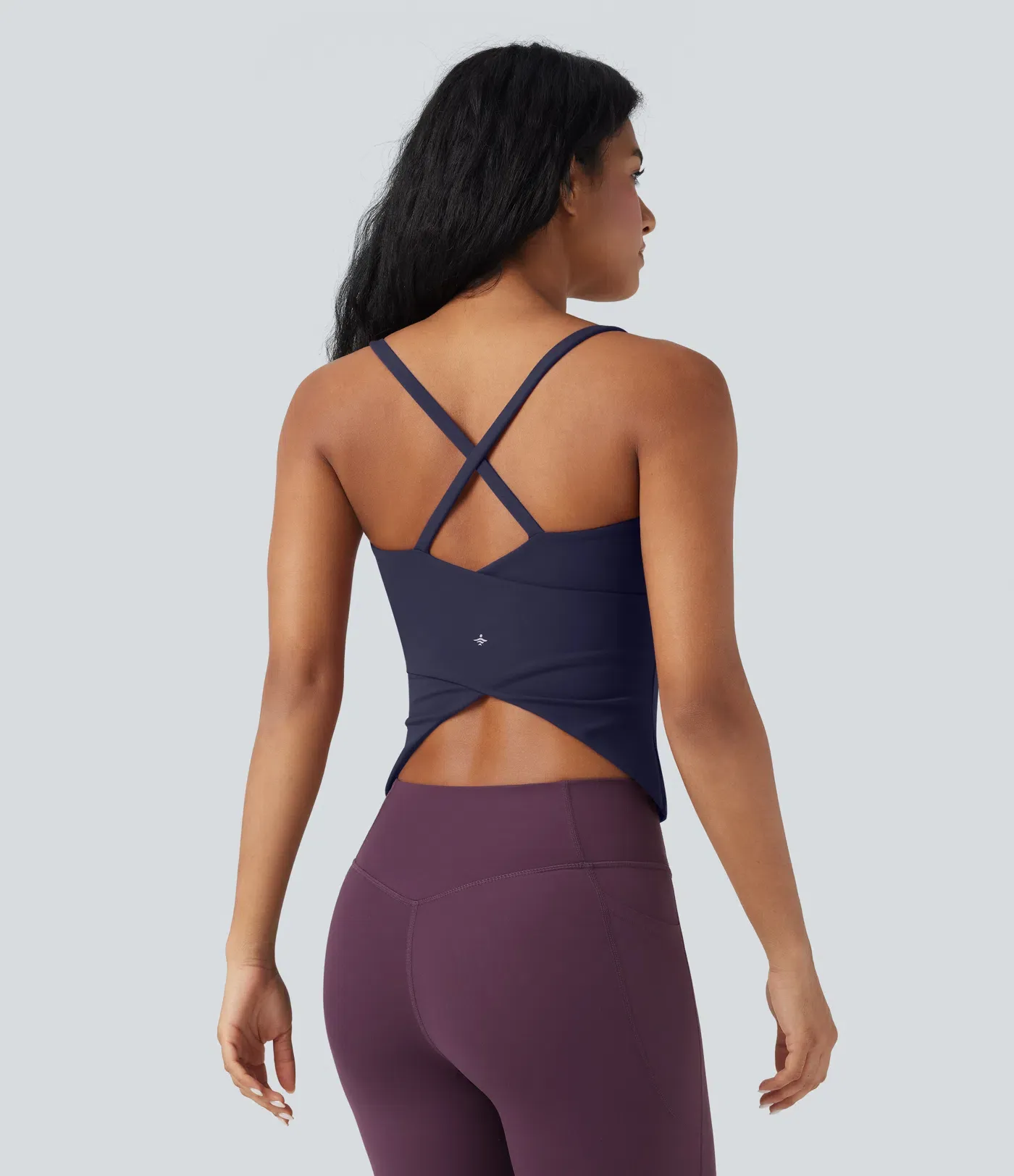 Round Neck Cross Backless Cross Hem Yoga Camisole