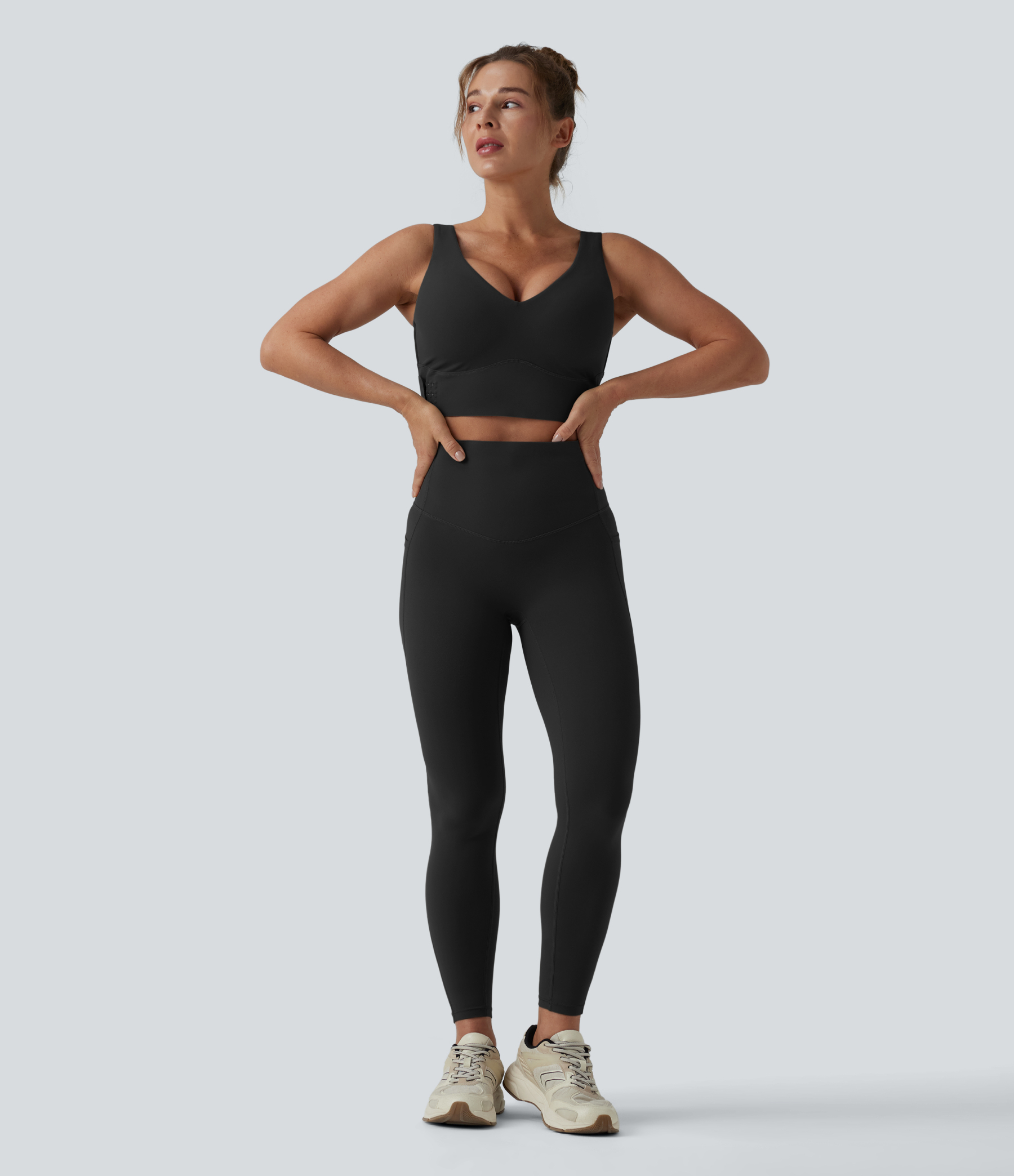 Medium Support V Neck Push-Up Training Sports Bra D-F Cups