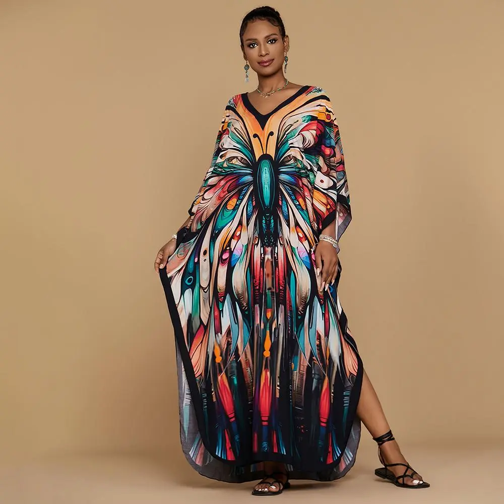 Ethnic Print Kaftan Dress