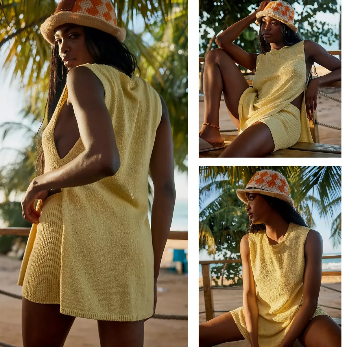 Sweater Set Sleeveless Tunic Top Matching Shorts Trendy Beach Vacation Sets Loungesetwomen Suits Clothes Womenswear