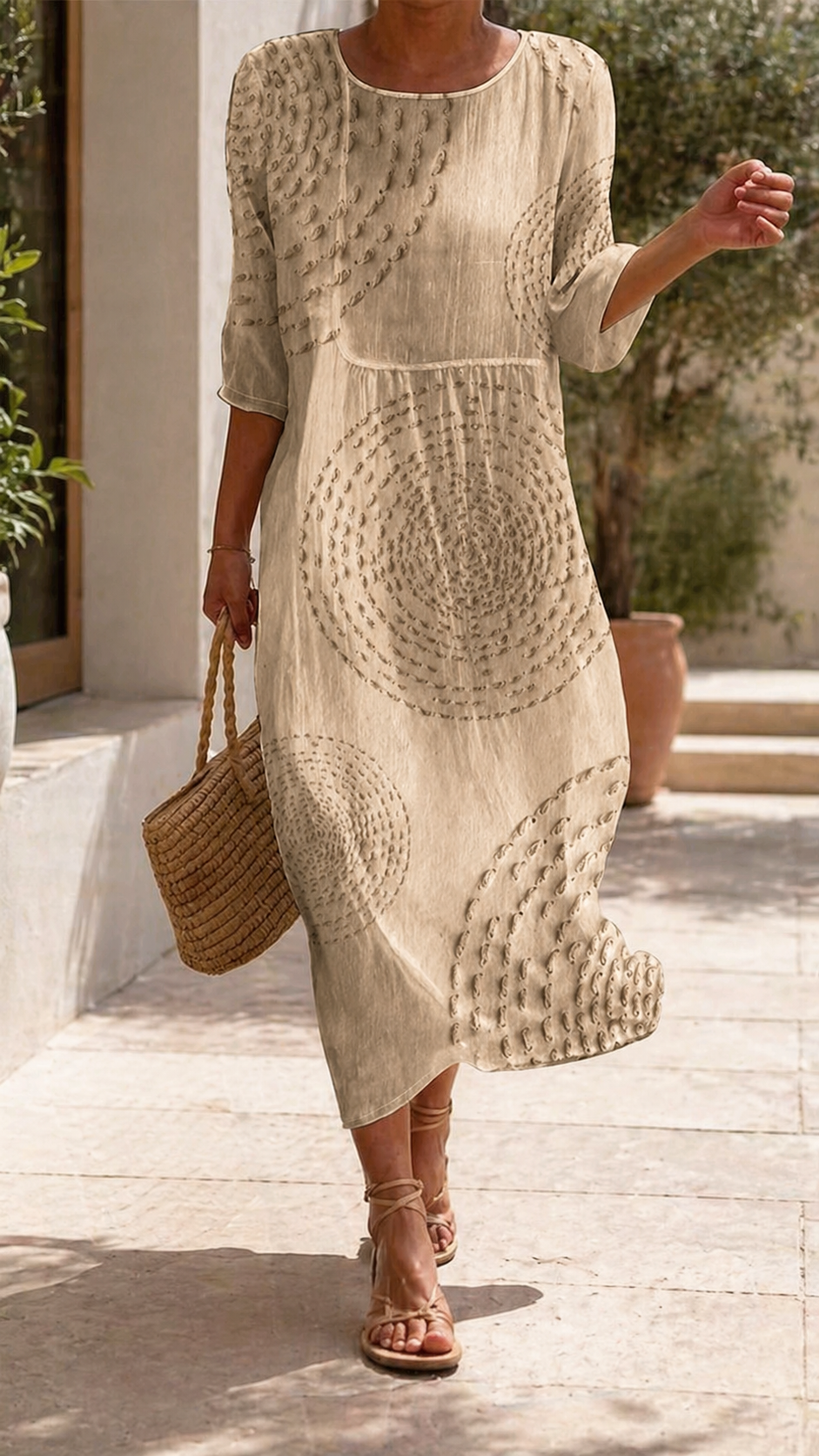 Coastal Breeze Textured Midi Dress