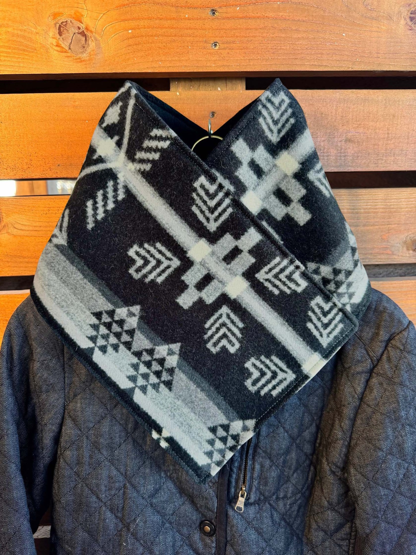 Western Black Aztec Warm Neck Hood