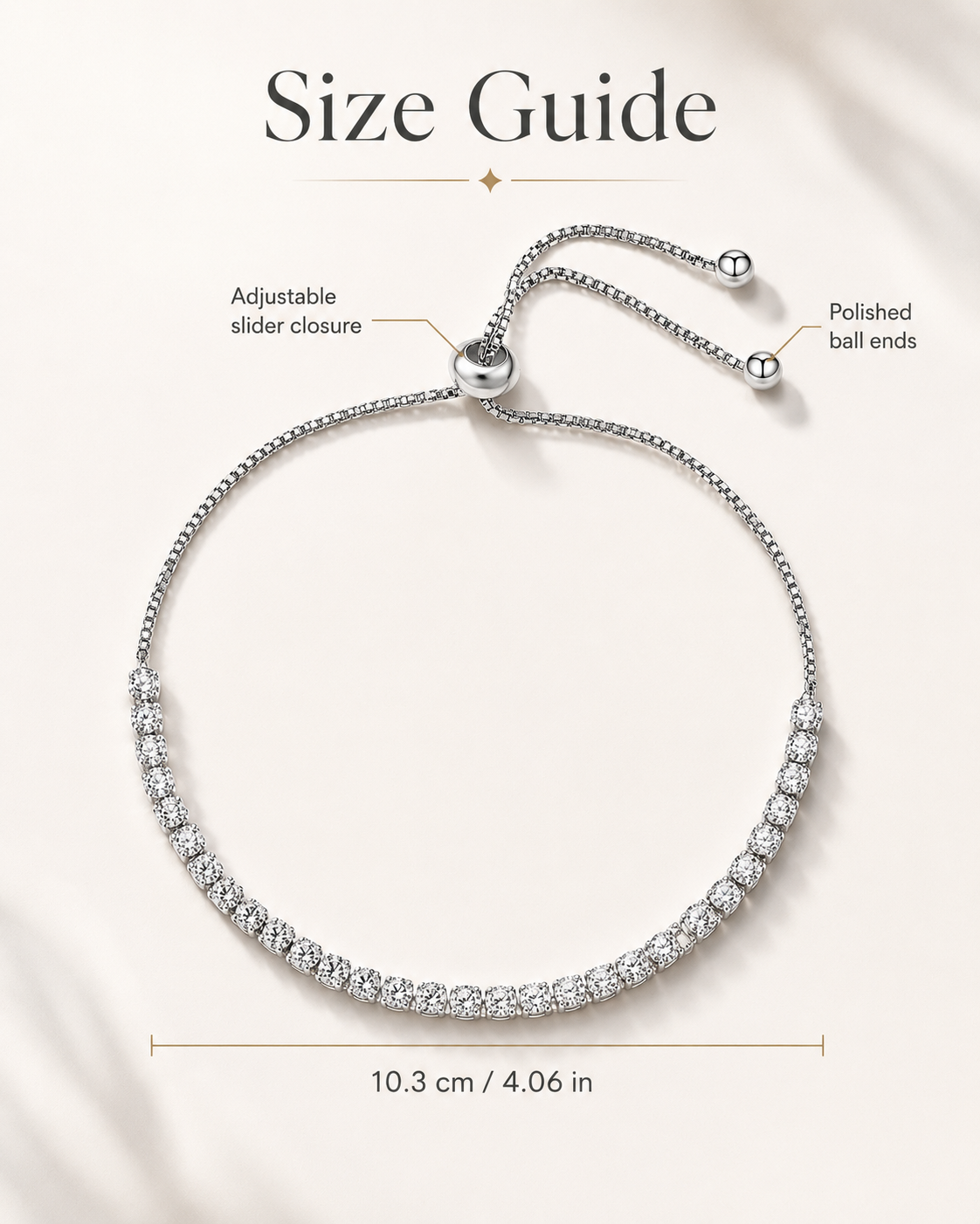 Adjustable Cubic Zirconia Tennis Bracelet