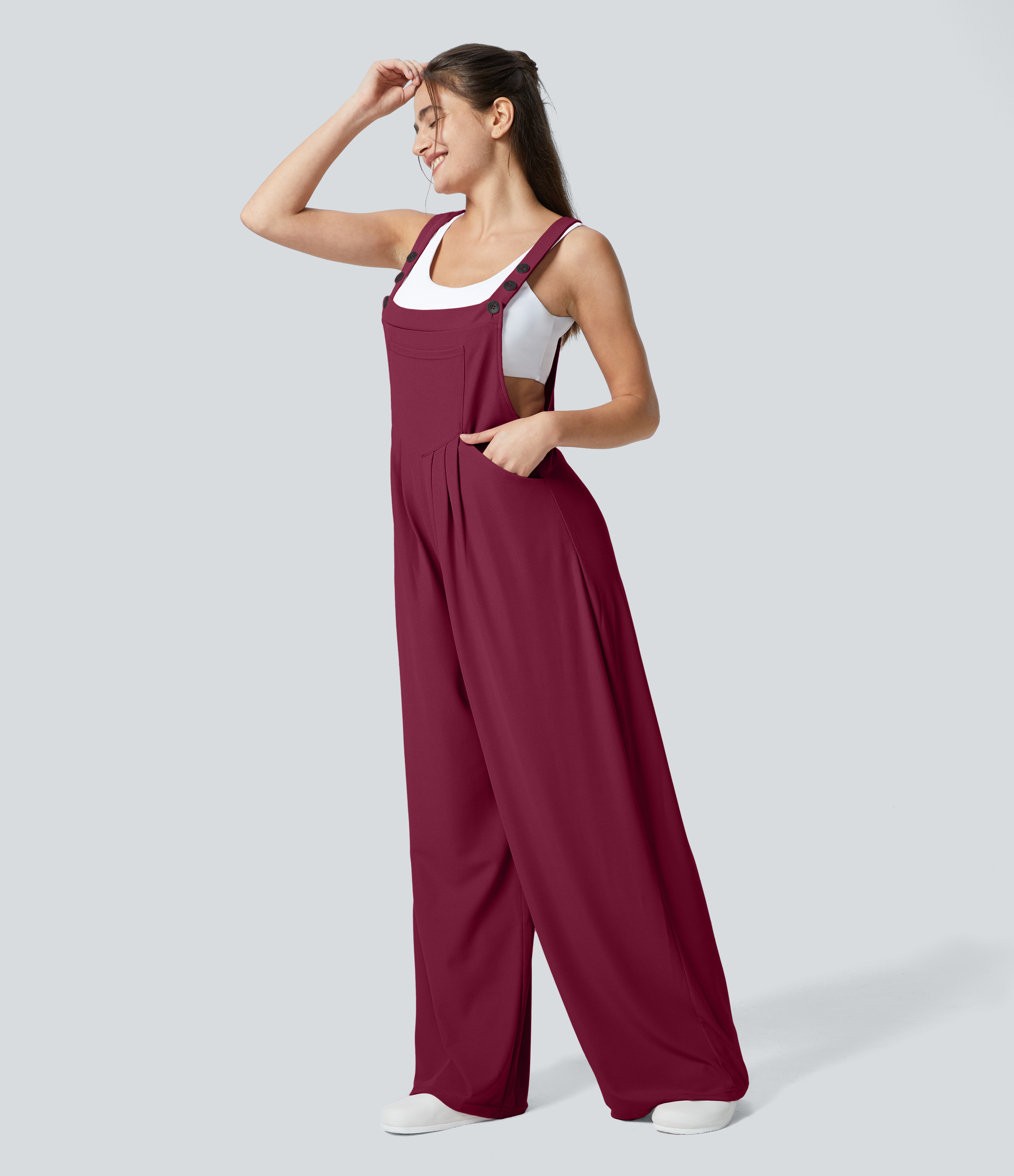 Pockets Waffle Casual Overalls