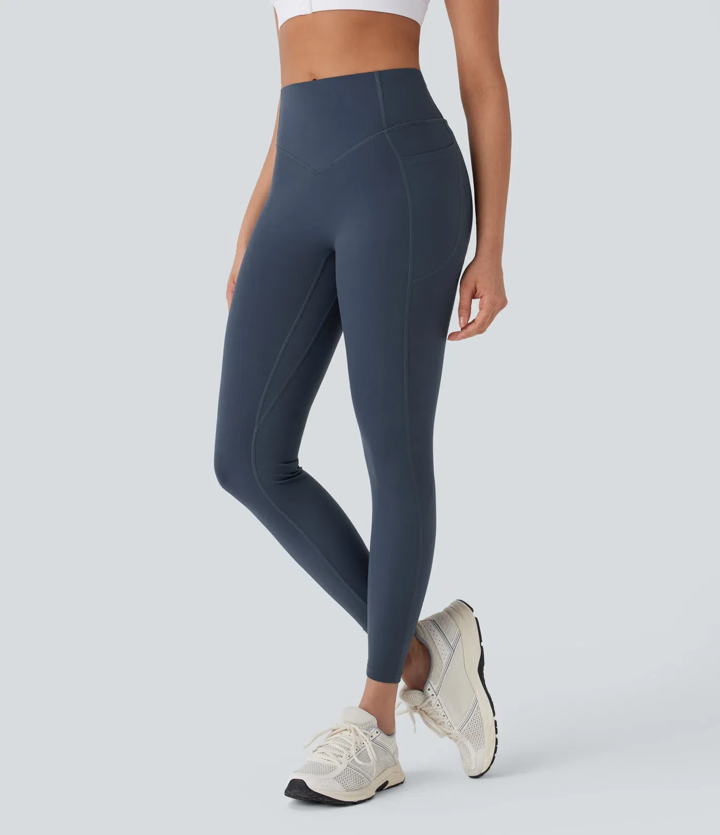 High Waisted Tummy Control Butt Lifting Ruched Pocket Shaping Yoga Leggings