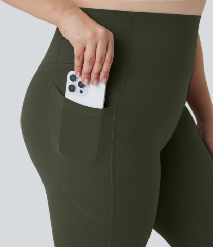 Plus Size High Waisted Butt Lifting Tummy Control Shaping Training Leggings with Pockets